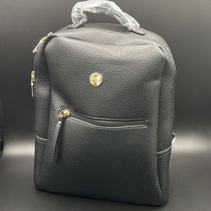 Ella Charles Black Leather Crossbody Backpack